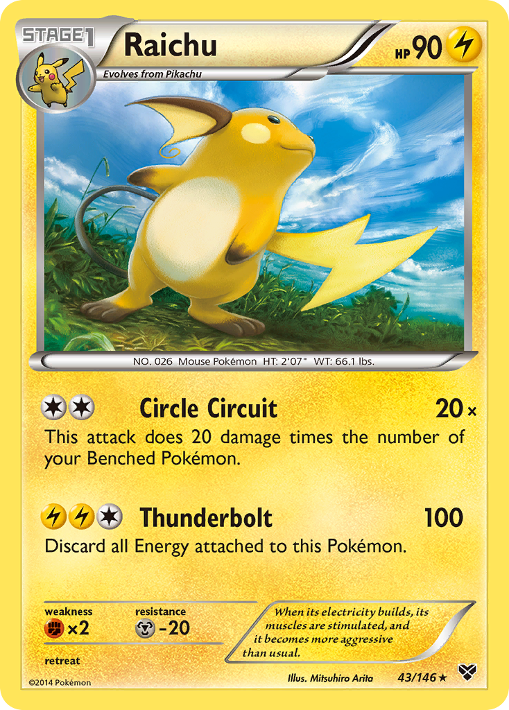 XY Non - Holo Raichu #43/146